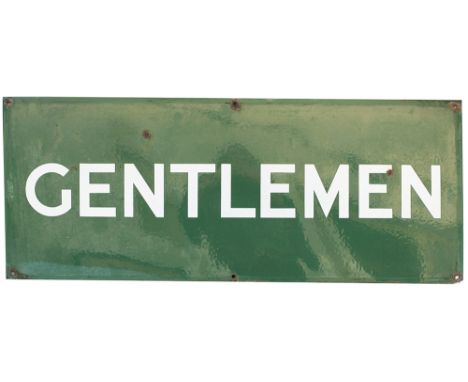 Southern Railway enamel sign GENTLEMEN measuring 30in x 12in. In very good condition with a few minor chips.