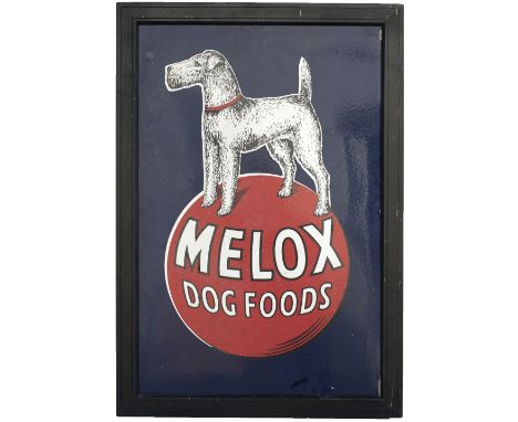 Advertising enamel sign MELLOX DOG FOODS. In very good condition with some restoration around the edge and in the centre. Has