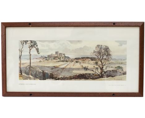 Carriage Print BAMBURGH, NORTHUMBERLAND by Jack Merriott R.I. from the LNER Post-War Series, around 1947. In original type fr