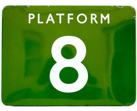 BR(S) FF light green enamel sign PLATFORM 8 measuring 24in x 18in. In very good condition with minor edge chipping.