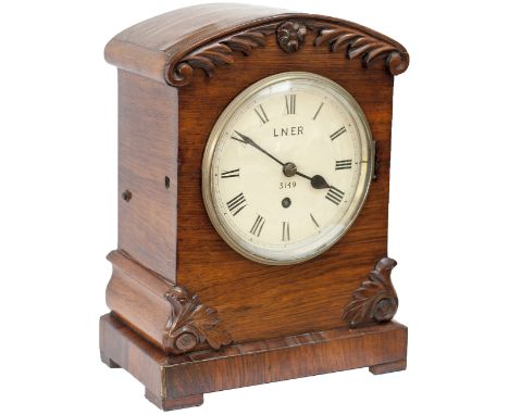 Great Eastern Railway 6in dial mahogany cased bracket railway clock with a chain driven English fusee movement stamped G.E.R.