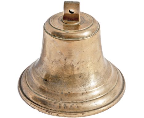 Brass Ships bell stamped NER Co twice on the top. On the inside rim are details of the ship it was salvaged from the shipbrea