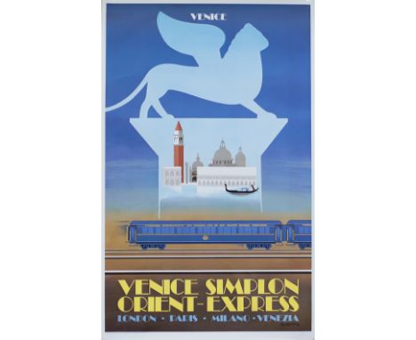 Poster VENICE SIMPLON ORIENT EXPRESS VENICE by Fix-Masseau 1979. First edition printed in France 1981. Double Royal 25in x 40