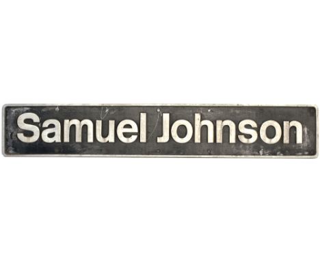 Nameplate SAMUEL JOHNSON ex BR class 60 60062. Built by Brush Loughborough as works number 964 in June 1991, nameplates first