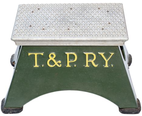 Texas and Pacific Railway conductors Step Stool embossed on the side T. & P. RY. Nicely restored complete with original rubbe
