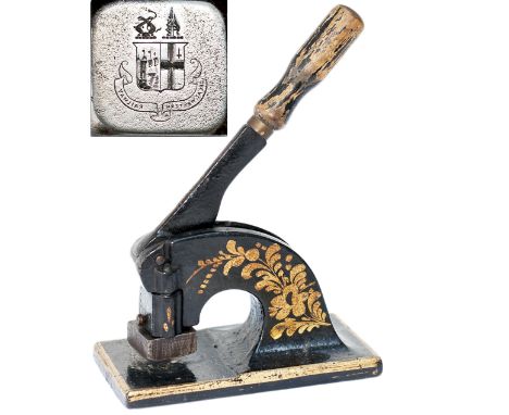 Great Western Railway letter embossing tool. Cast iron lever operated with steel die block with Great Western Railway twin sh
