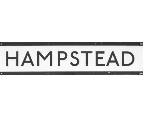 London Underground enamel frieze sign HAMPSTEAD. In very good condition measuring 39in x 9in.