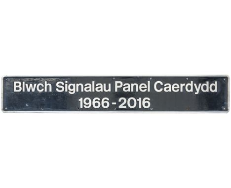 Nameplate BLWCH SIGNALAU PANEL CAERDYDD 1966 - 2016 ex High Speed Train class 43 43141. Built at Crewe in 1979 nameplates fit