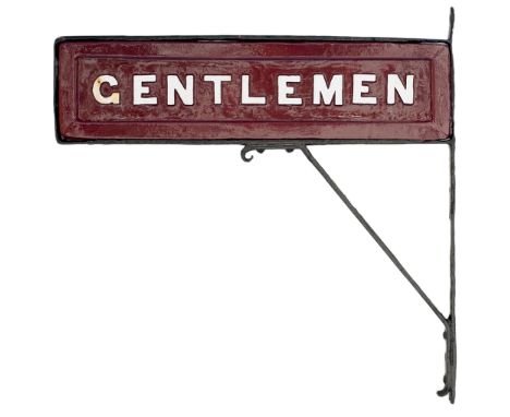 Midland Railway wood with cast iron letters double sided sign GENTLEMEN ex Rowsley Station. In nicely restored condition comp