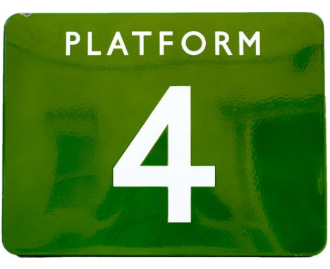 BR(S) FF light green enamel sign PLATFORM 4 measuring 24in x 18in. In very good condition with one small edge chip.