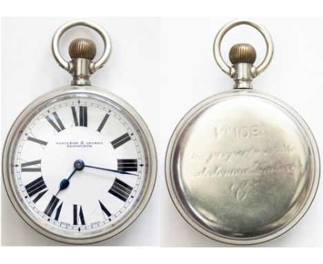 Caledonian Railway nickel cased pocket watch with Swiss Zenith lever movement 2424328 which dates the watch to 1919. The rear