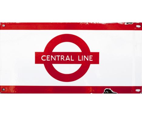 London Underground enamel frieze sign CENTRAL LINE. In good condition measuring 18in x 9in. 