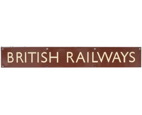 BR(W) enamel Double Royal poster board heading BRITISH RAILWAYS. Measures 27in x 4in and is in virtually mint condition.