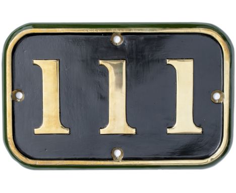 GWR brass cabside numberplate 111 ex Churchward 4-6-2 Pacific THE GREAT BEAR. Built at Swindon in 1908 as the first and only 