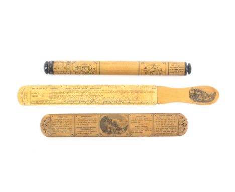 Mauchline ware - three pieces, Postal History, comprising a page turner / paper knife (High Street, East Grinstead / Inland P