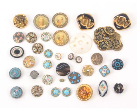 Buttons - a collection of 19th Century and later decorative buttons, including five unmarked Bimini style, largest 4cms, a se