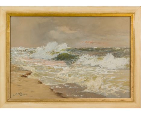 Hans Bohrdt (1857 Berlin - 1945 ebenda)Sylter Brandung, Gouache und Mischtechnik auf Karton, 69 cm x 100,5 cm, signiert, 1920