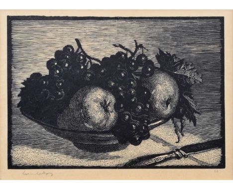 Lionel Arthur Lindsay (Australian 1874-1961) "Pears and Grapes", signed and numbered 38 in pencil in the margin, wood engravi