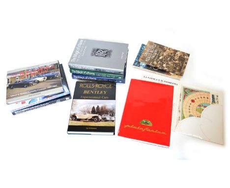 A collection of 11 books and brochures to include a Pininfarina yearbook 1972-73, Une course d'automobiles with a boardgame, 