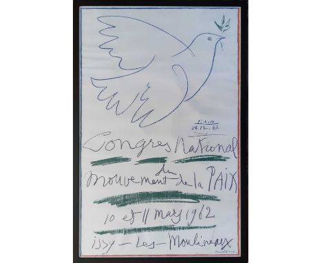 Pablo Picasso (Spanish 1881-1973) "Congres National du Mouvement de la Paix", 1962, signed in purple crayon, lithographic pos