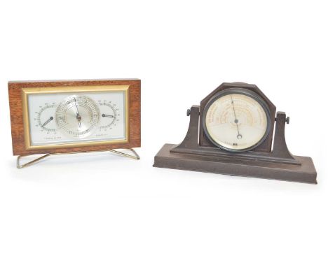 Two twentieth-century barometers to include a Short &amp; Mason Stormoguide bakelite easel desk barometer, 10cm glazed dial, 