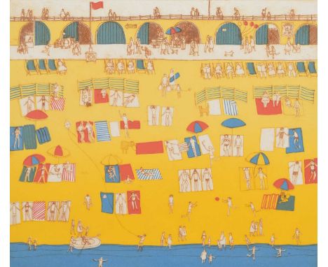 Maggie Burley (20th/21st century) "Bank Holiday", signed and titled in pencil in the margin, printer's proof, etching.plate s