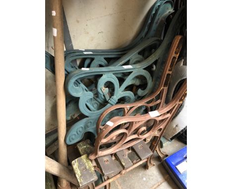 3 pairs of garden bench ends 