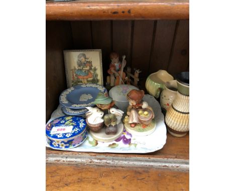 Two Hummel figures and other ornaments 