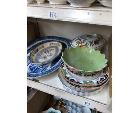 Blue and white platter, Monton plates and other potter 