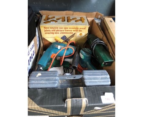 A box of misc power tools 