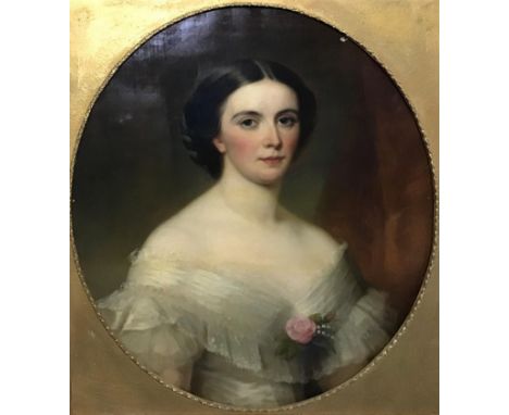 19th century school, portrait of a lady, oil on canvas, signed 'S West' and dated '65 lower right, H.76cm W.63.5cm 