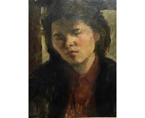 Ronald Ossory Dunlop (Irish, 1894-1973), portrait of a girl, oil on canvasboard, H.29cm W.22cm, framed 