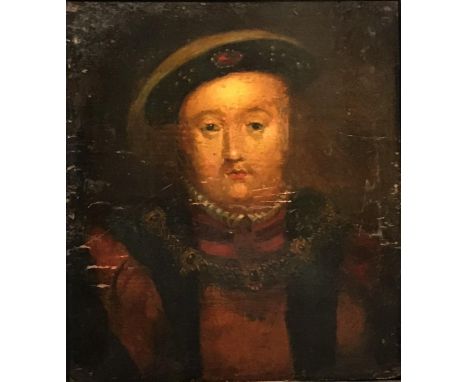 18th Century British School, a portrait of Henry VIII, oil on panel, H.26cm W.23cm 