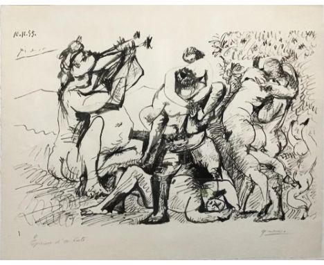 Pablo Picasso (Spanish 1881-1973,), 'Bacchanale (10.10.55)', lithograph, Richard de Bas watermarked paper, signed and inscrib