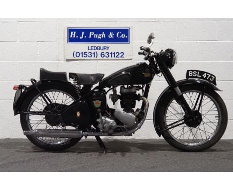 BSA C11 motorcycle. 1950. 250cc. Frame No. ZC10-16690Engine No. ZC11-12556Runs and rides, has had new carburettor Reg. BSL 47