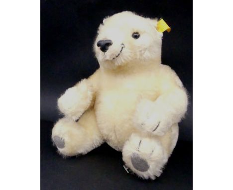 Steiff sitzender Eisbär, K+F, verwaschen, H-ca. 20 cm