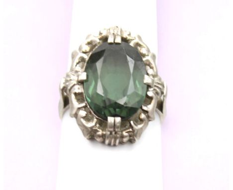 800er Silber-Ring mit Turmalin, zus. ca. 8,4gr, RG 61