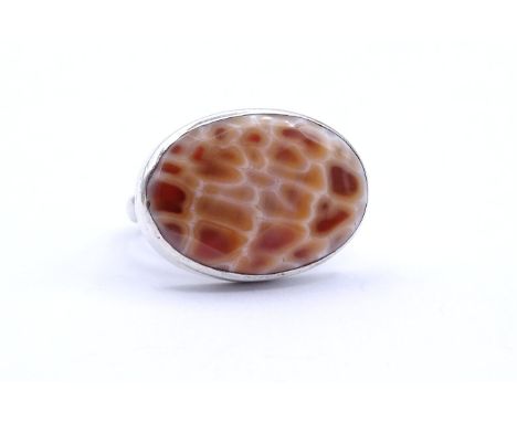 DUR Ring mit einem facc. Stein, Sterlingsilber 0.925, 9,9g., offene Ringschiene, RG 58