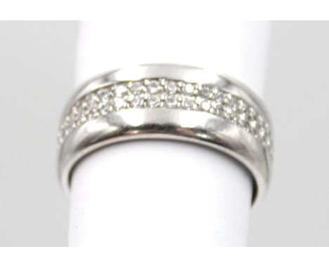 925er Silber-Ring mit klaren Steinen, 5,7gr., RG 60