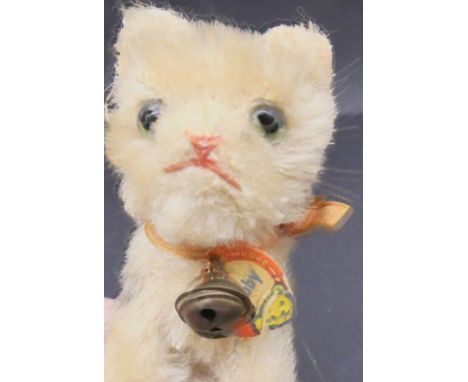 Vintage Steiff Katze "Tabby" nur Schild, H-8,5 cm