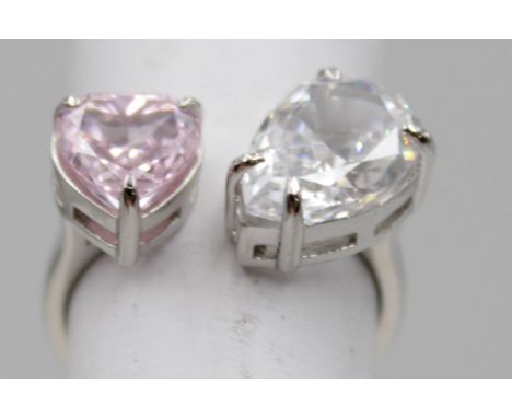 925er Silber-Ring mit Moissanite, offene Schiene, 5,3gr.,