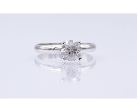 Brillant Solitär Ring, WG 585/000, Brillant ca. 0,75ct., ca. tcr/pi, 2,0g., RG 51