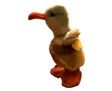 Ente "Steiff" Knopf+Restfahne, verwaschen, H-11,5 cm