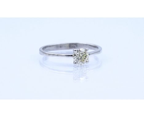 Brillant Solitär Ring, WG 585/000, Brillant 0,4ct., cr/pi, 1,6g., RG 54