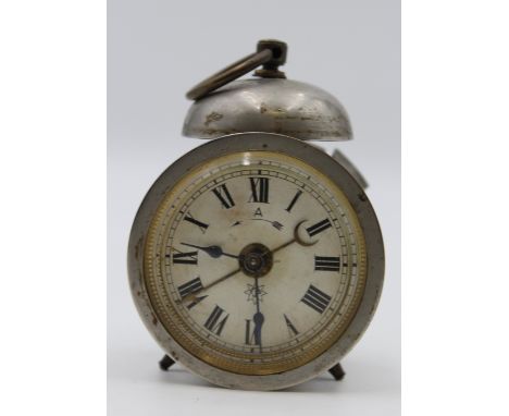 alter Junghans-Wecker, Gehäuse gerissen, Werk steht, H-8,5cm.