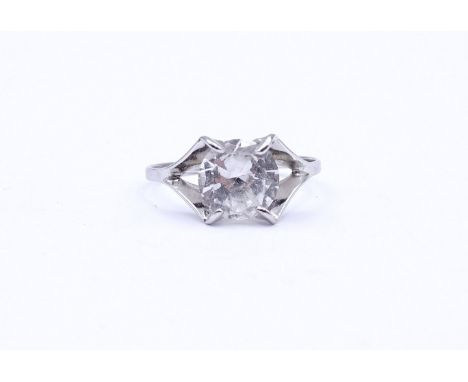 Silber Ring mit einen rund facc. klaren Stein, Sterling Silber 0.925, 1,7g., RG 59