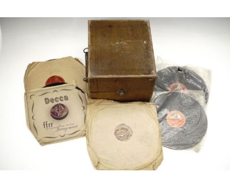 A Decca "Junior" portable gramophone and records