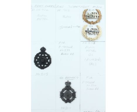 A group of Army chaplains' and Army Scripture Readers cap badges