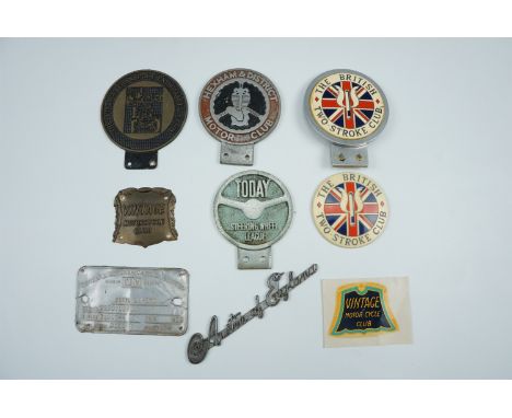 Vintage classic car and automotive enthusiasts' club badges etc