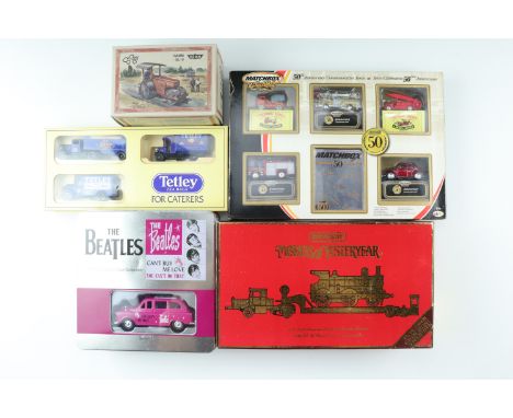 A Matchbox die-cast model Scammell truck-trailer with locomotive, a Matchbox 50th Anniversary commemorative series, the Beatl